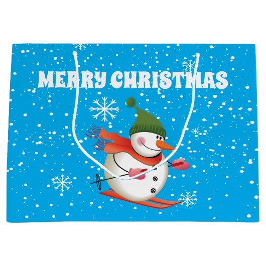 スキー雪だるま抱き枕ラージ ラージペーパーバッグ (正面)