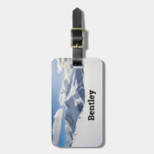 スキー雪に覆われた山々をパーソナライズ ラゲッジタグ (正面縦)
