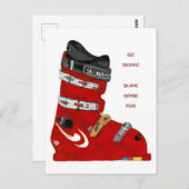 スキー靴はスキーに行く滑りおもしろい ポストカード (正面/裏面)