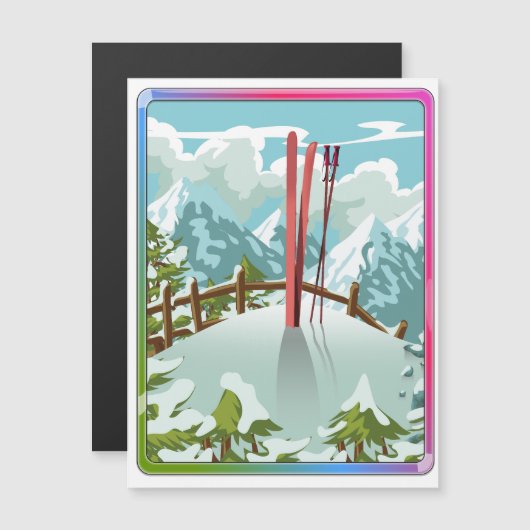 スキー風景のキャラクターイラスト (正面/裏面)