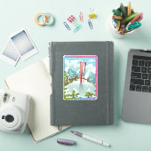 スキー風景のキャラクターイラスト シール (iPadカバー)