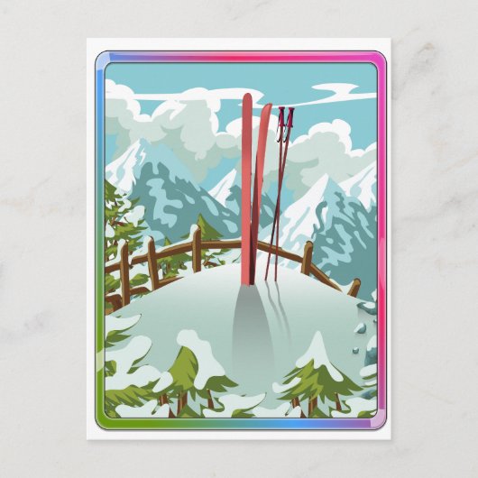 スキー風景のキャラクター シーズンポストカード (正面)