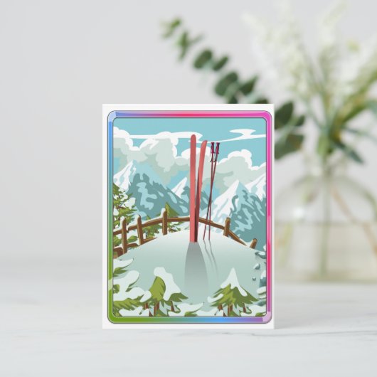 スキー風景漫画 シーズンポストカード (スタンド正面)