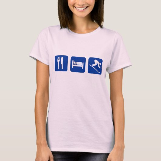 スキー食べて下さい、眠らせて下さい Tシャツ (正面)