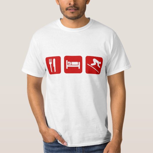 スキー食べて下さい、眠らせて下さい Tシャツ (正面)
