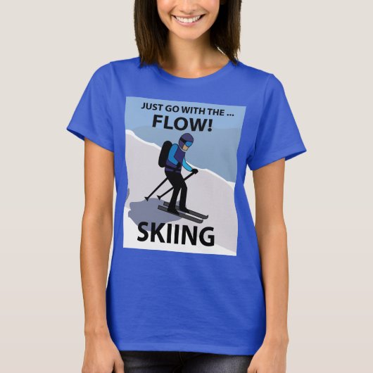 スキー ただ流れるままに スキー Tシャツ (正面)