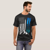 スキー アメリカ フラグ 冬 スポーツ スキーヤー アメリカ国旗 Tシャツ (正面フル)