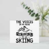 スキー |ウィンタースポーツスキーの山の贈り物 ポストカード (スタンド正面)