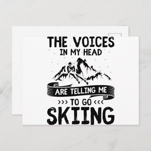 スキー |ウィンタースポーツスキーの山の贈り物 ポストカード (正面/裏面)