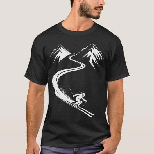 スキー ウィンタースポーツ スキーヤー Tシャツ (正面)