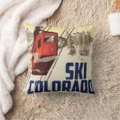 スキー！コロラド州ヴィンテージ旅行ポスター クッション (ブランケット)