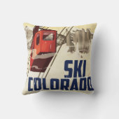 スキー！コロラド州ヴィンテージ旅行ポスター クッション (裏面)