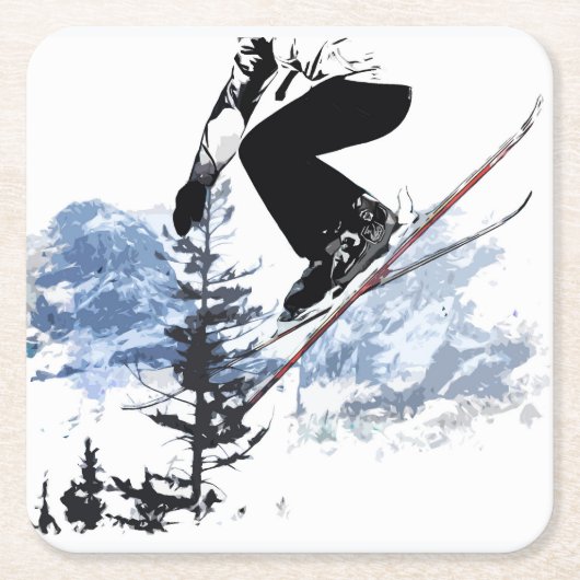 スキー・ザ・ロッキー – バンフ・カナダ スクエアペーパーコースター (正面)