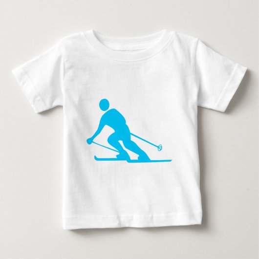 スキー – スカイブルー ベビーTシャツ (正面)