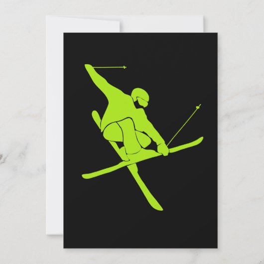 スキー、スキーのトリックをテーマにした男10代のの子の誕生日パーティー 招待状 (裏面)