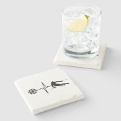 スキー – スキーのハートビートスキーヤーのギフト ストーンコースター (横)