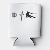 スキー – スキーのハートビートスキーヤーのギフト 缶クーラー (正面)