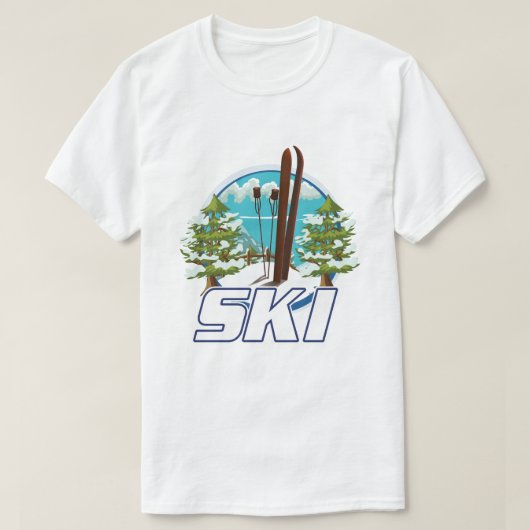 スキー、スキーポスターのロゴ。 Tシャツ (デザイン正面)