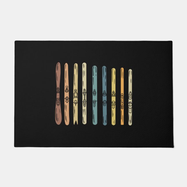 スキー – スキー板のコレクション ドアマット (正面)