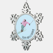 スキー スノーフレークピューターオーナメント (右)