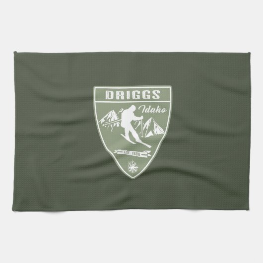 スキー·ドリッグス·アイダホ キッチンタオル (横)
