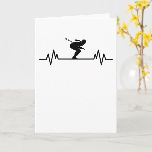 スキー ハートビート スキー 楽しい 冬のスポーツ 斜面 ギフト カード (黄色い花)