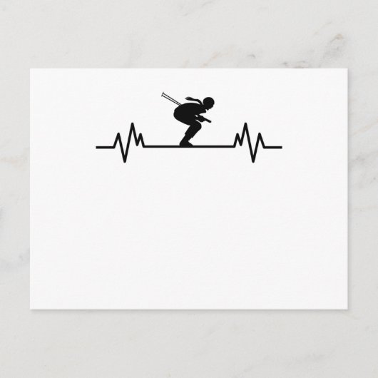 スキー ハートビート スキー 楽しい 冬のスポーツ 斜面 ギフト ポストカード (正面)