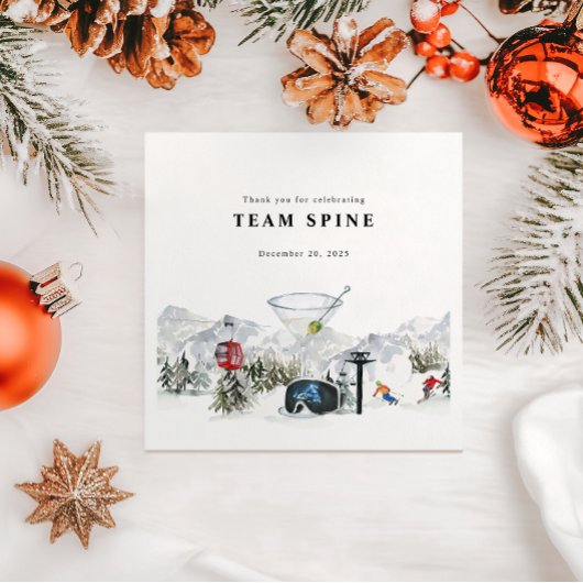 スキー・バチェロレッテ・ウォータカラー・ゴンドラ＆キャビン スタンダードカクテルナプキン