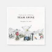 スキー・バチェロレッテ・ウォータカラー・ゴンドラ＆キャビン スタンダードカクテルナプキン (正面)