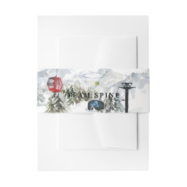 スキー・バチェロレッテ・ウォータカラー・ゴンドラ＆キャビン 招待状ベリーバンド