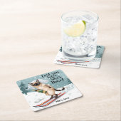 スキー・バチェロレッテ・パーティー・ステッカー  ブライド・オン・ザ・スロープ スクエアペーパーコースター (インサイチュ)