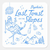 スキー・バチェロレッテ　最後の斜面での乾杯 スクエアシール (正面)