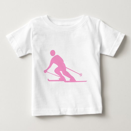 スキー – ピンク ベビーTシャツ (正面)