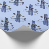 スキー、ブーツ、ポーランド人および雪片 ラッピングペーパー (角)