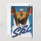 スキー・ヴィンテージ旅行のポスター作品 ポストカード (正面/裏面)