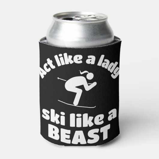 スキー：動物のように女性のスキーのように動作 缶クーラー (缶正面)
