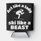 スキー：動物のように女性のスキーのように動作 缶クーラー (正面)