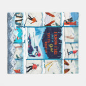 スキー – 女の子のスキーヤーのスノーウイントのようにスキーをするのは分かる フリースブランケット (正面(横))