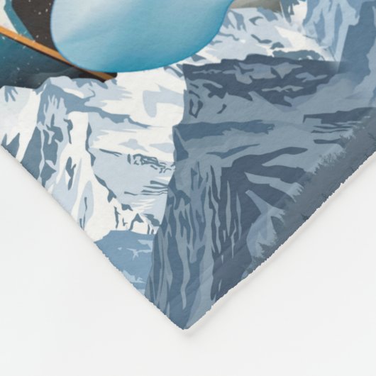 スキー – 女の子のスキーヤーのスノーウイントのようにスキーをするのは分かる フリースブランケット (角)