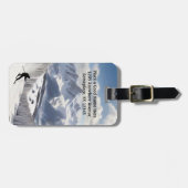 スキー – 山とスキーヤーのパーソナライズ ラゲッジタグ (正面横)