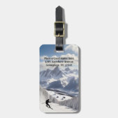 スキー – 山とスキーヤーのパーソナライズ ラゲッジタグ (正面縦)