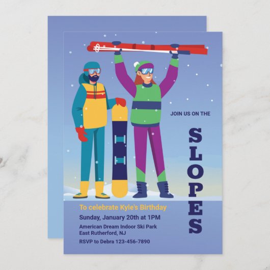 スキー 招待状 (正面/裏面)