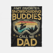 スキー – 私お気に入りののスノーボード仲間が私を呼ぶ フリースブランケット (正面)