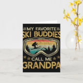 スキー - 私のスキー仲間は「おじいちゃん」と呼ぶ カード (黄色い花)