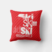 スキー；緋色の赤いストライプ クッション (裏面)