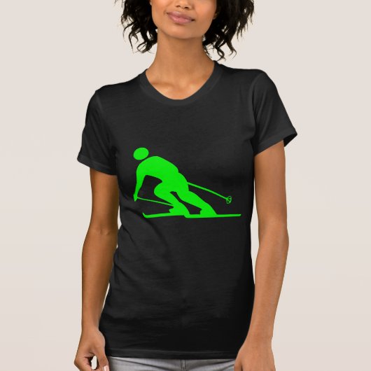 スキー - 緑 Tシャツ (正面)