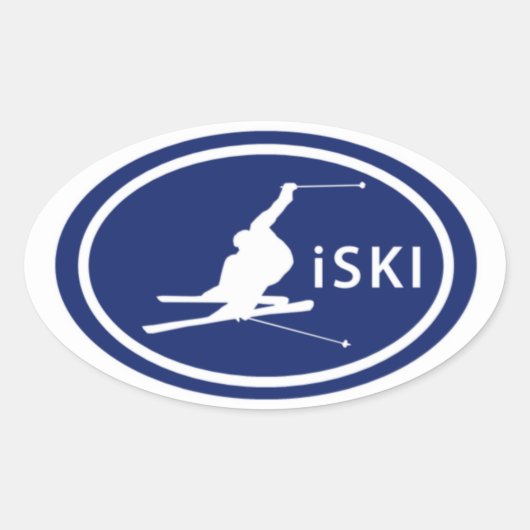 スキー「iSKI」オーバルスキーヤーマウンテンラベルシール 楕円形シール (正面)