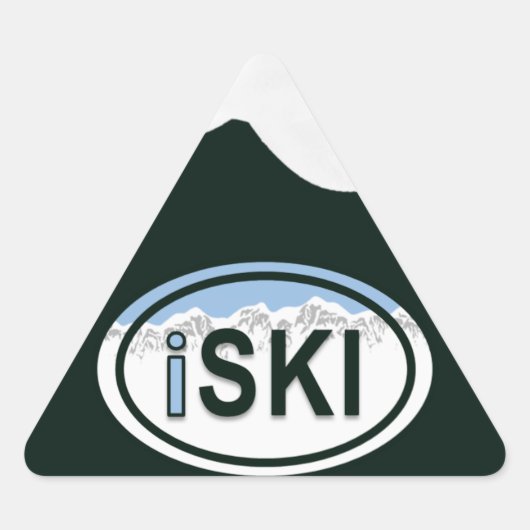 スキー「iSKI」オーバルマウンテンラベルシール 三角形シール (正面)