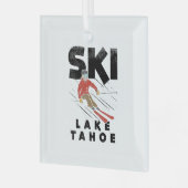スキー – Ski Lake Tahoe ガラスオーナメント (正面左)