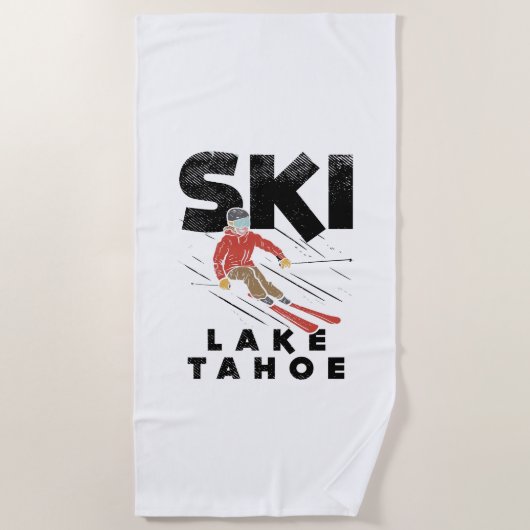 スキー – Ski Lake Tahoe ビーチタオル (正面)